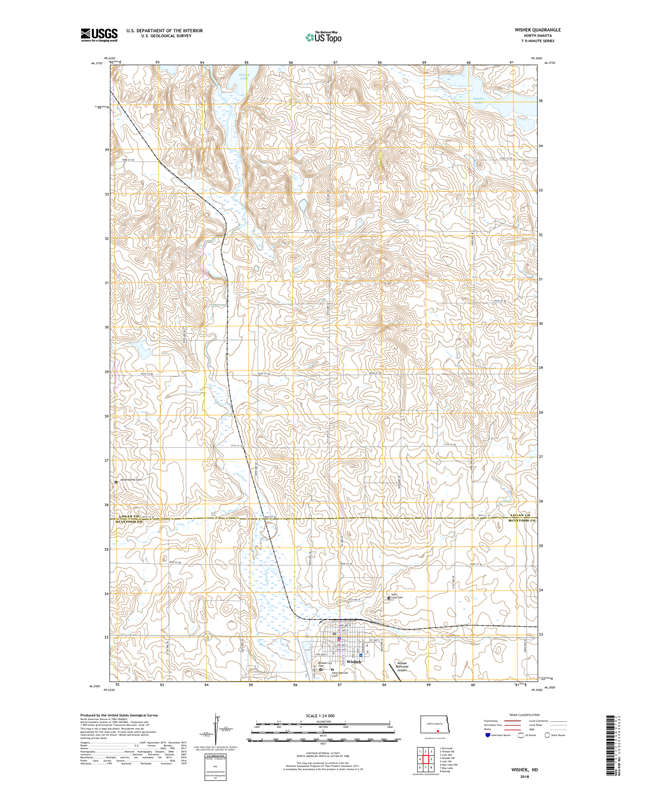 Wishek North Dakota  - 24k Topo Map
