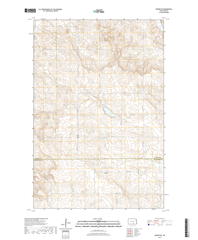 Wishek SW North Dakota  - 24k Topo Map