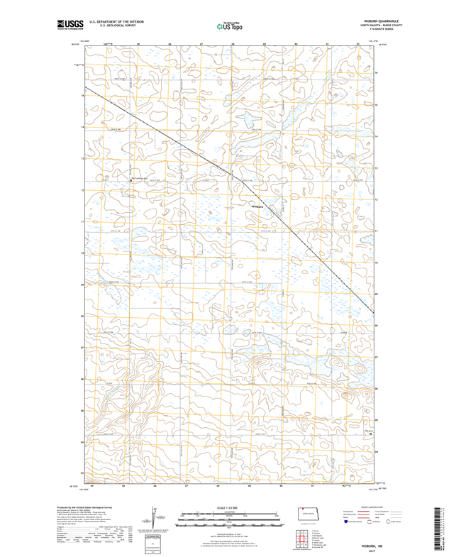 Woburn North Dakota  - 24k Topo Map