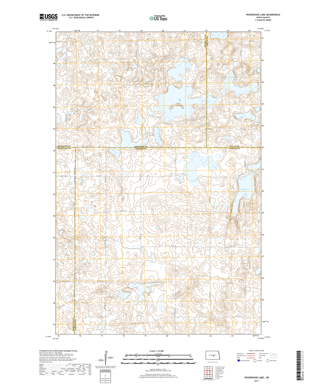 Woodhouse Lake North Dakota  - 24k Topo Map