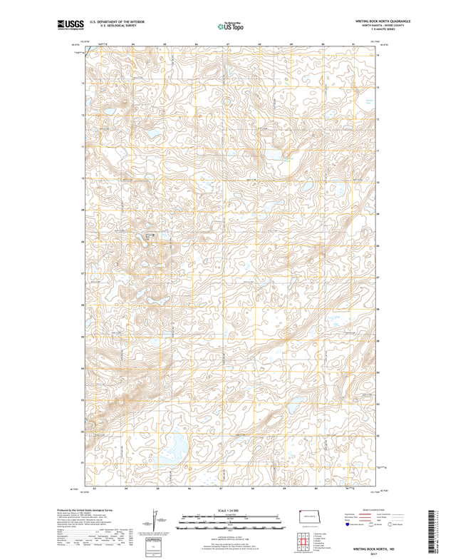 Writing Rock North North Dakota  - 24k Topo Map