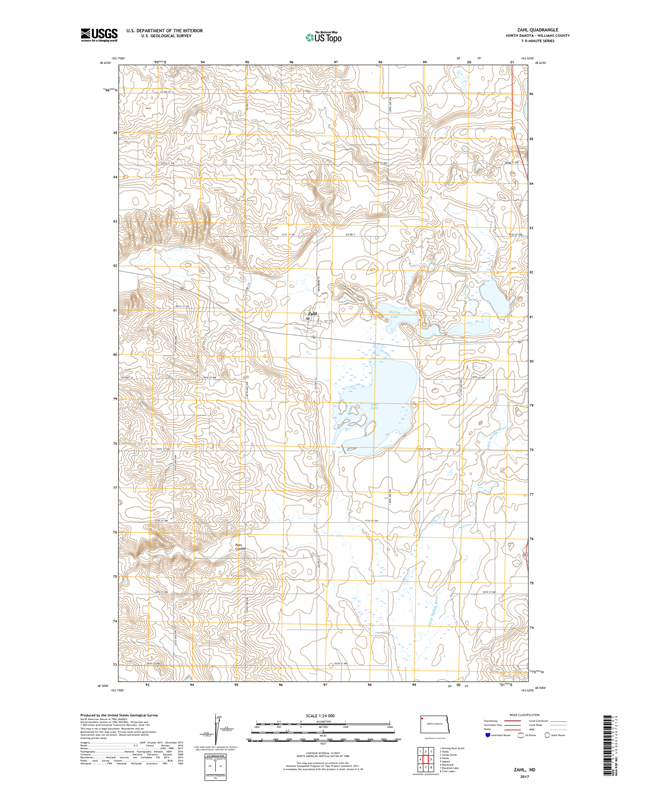 Zahl North Dakota  - 24k Topo Map