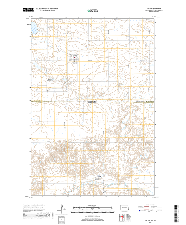 Zeeland North Dakota - South Dakota - 24k Topo Map