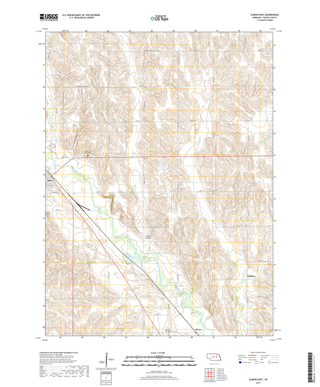 Albion West - Nebraska - 24k Topo Map