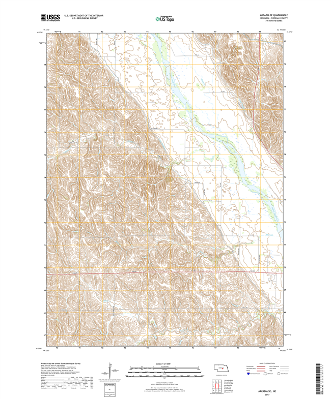Arcadia SW - Nebraska - 24k Topo Map