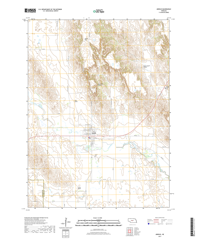 Arnold Lake - Nebraska - 24k Topo Map