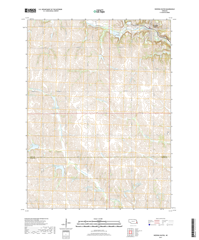 Weeping Water NE - Nebraska - 24k Topo Map