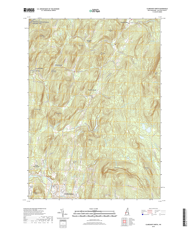Claremont North New Hampshire - 24k Topo Map
