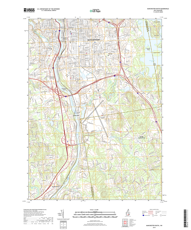 Manchester South New Hampshire - 24k Topo Map