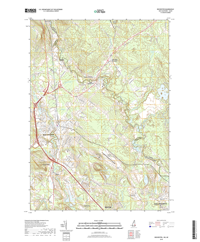 Rochester New Hampshire - Maine - 24k Topo Map