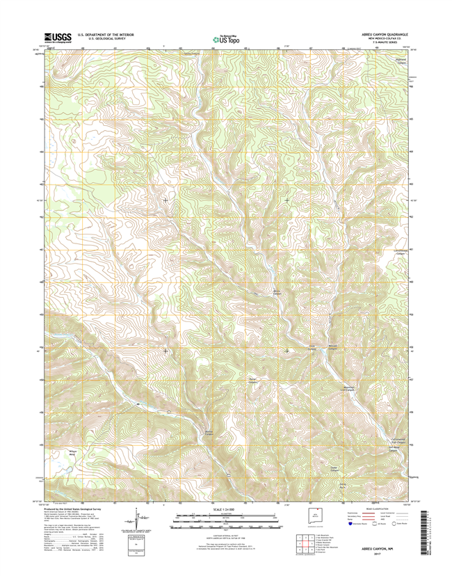 Abreu Canyon New Mexico - 24k Topo Map