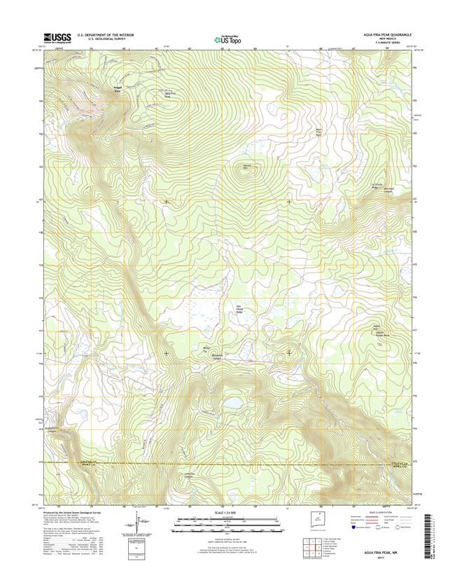 Agua Fria Peak New Mexico - 24k Topo Map