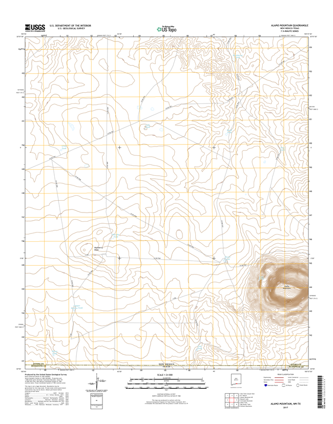 Alamo Mountain New Mexico - Texas - 24k Topo Map