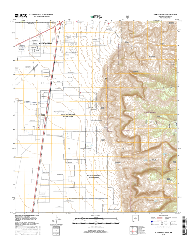 Alamogordo South New Mexico - 24k Topo Map