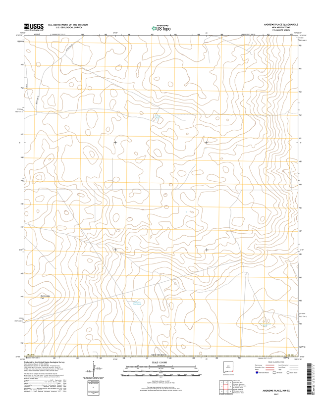 Andrews Place New Mexico - Texas - 24k Topo Map