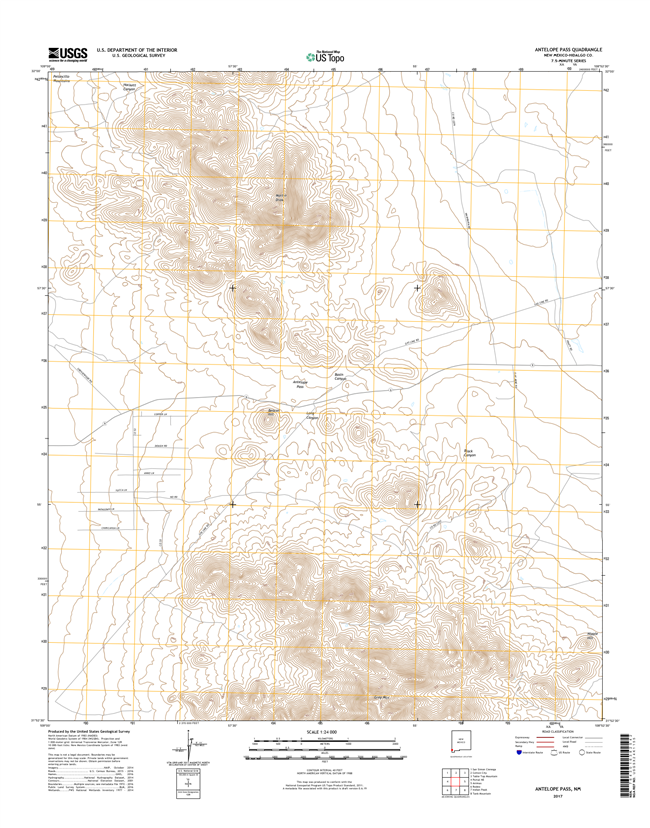 Antelope Pass New Mexico - 24k Topo Map