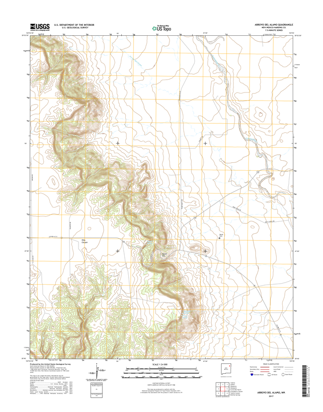 Arroyo Del Alamo New Mexico - 24k Topo Map