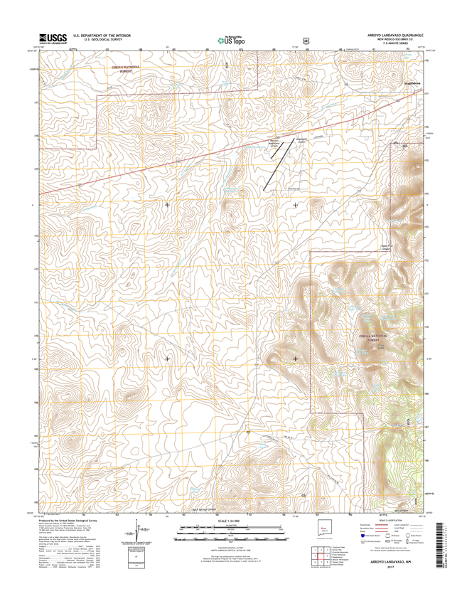 Arroyo Landavaso New Mexico - 24k Topo Map