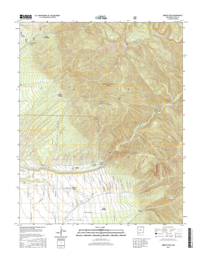 Arroyo Seco New Mexico - 24k Topo Map