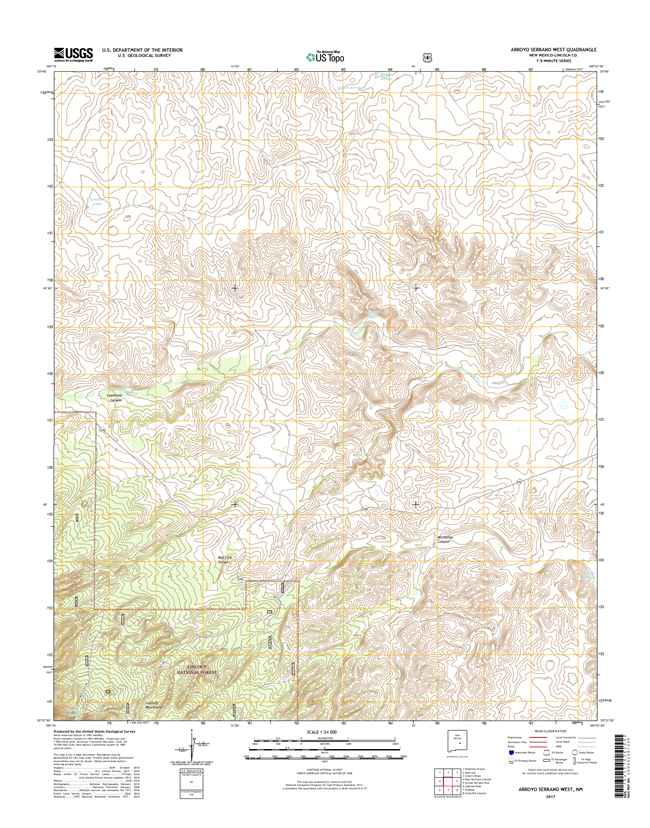 Arroyo Serrano West New Mexico - 24k Topo Map