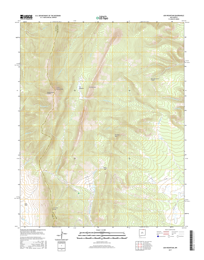 Ash Mountain New Mexico - 24k Topo Map