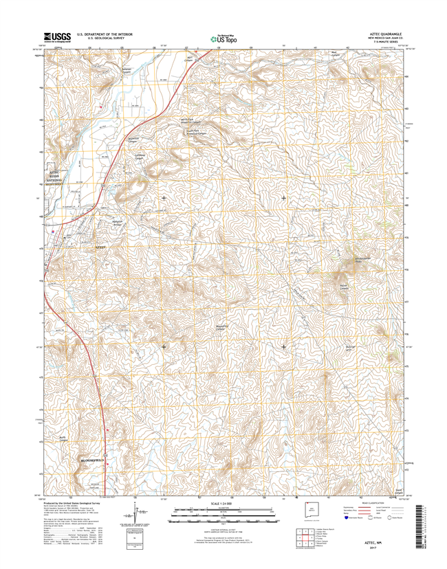 Aztec New Mexico - 24k Topo Map