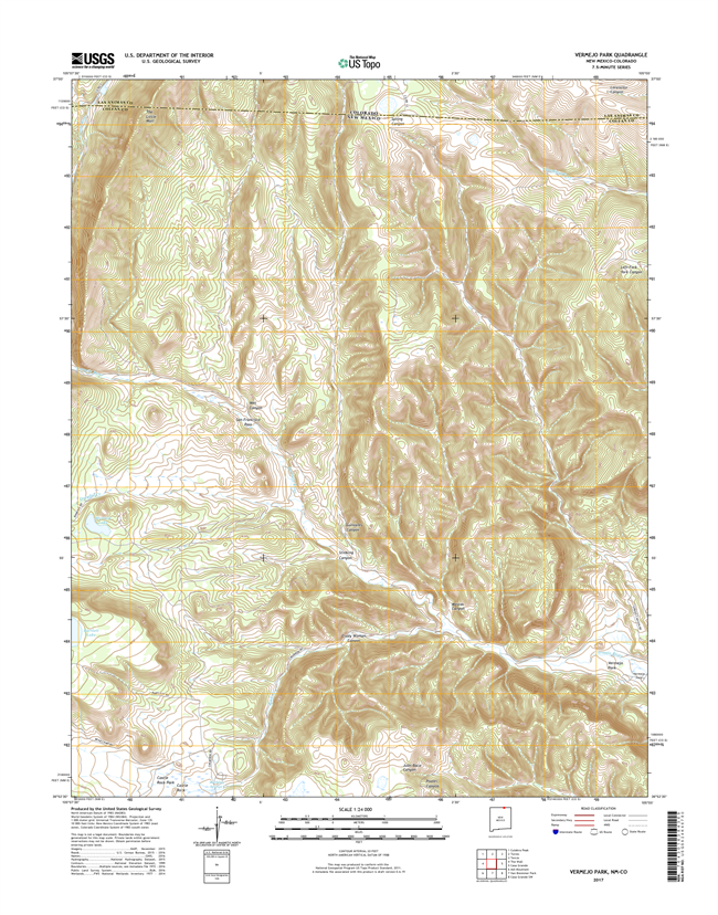 Vermejo Park New Mexico - Colorado - 24k Topo Map