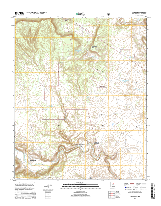 Villanueva New Mexico - 24k Topo Map