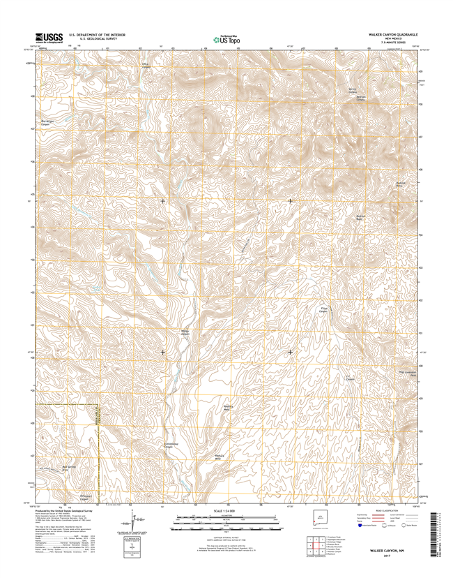 Walker Canyon New Mexico - 24k Topo Map