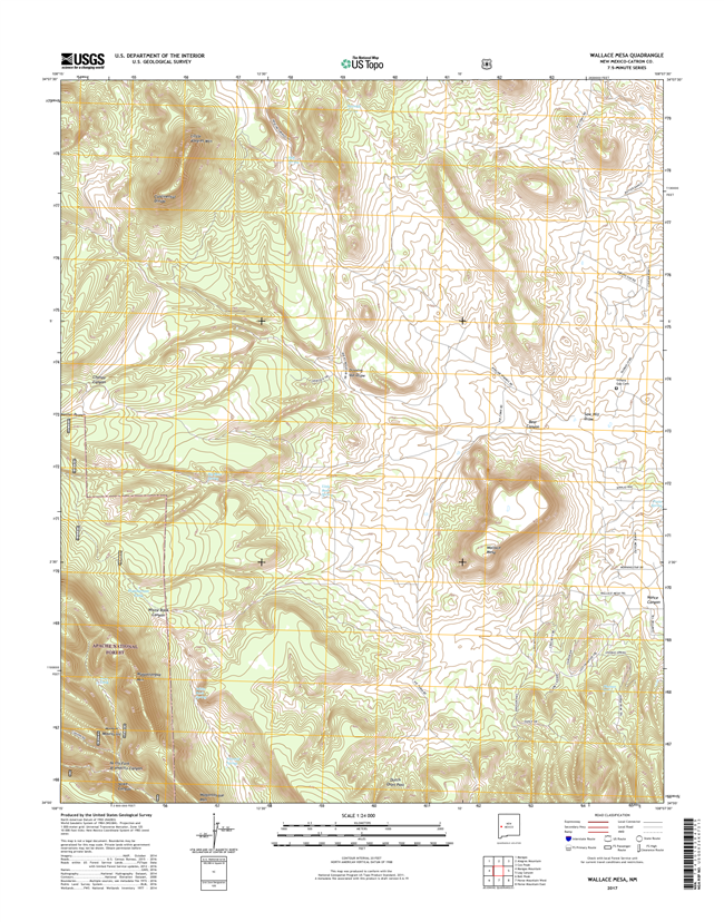 Wallace Mesa New Mexico - 24k Topo Map
