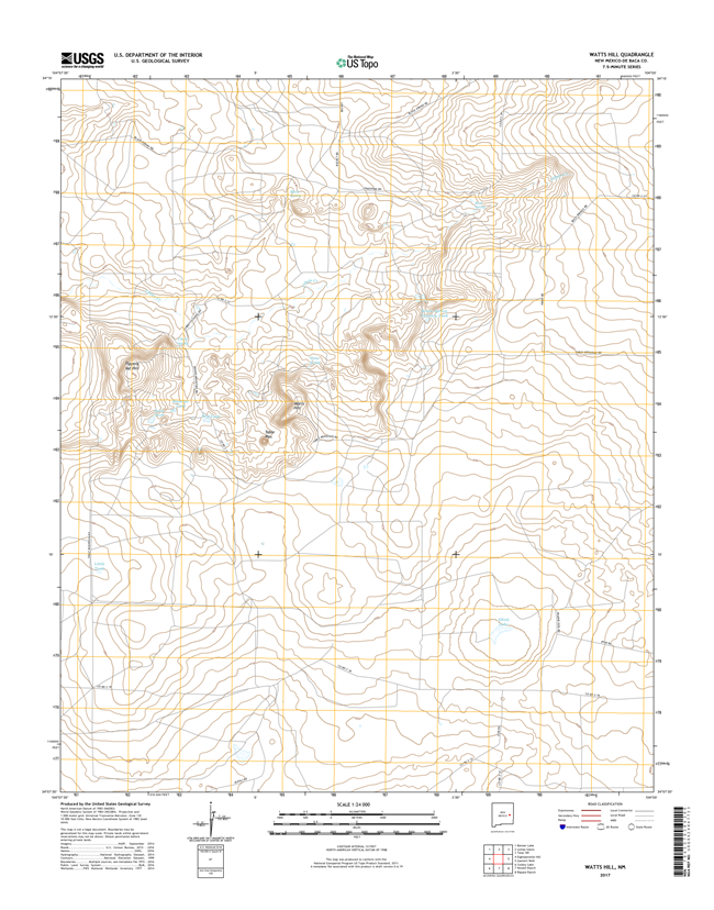 Watts Hill New Mexico - 24k Topo Map