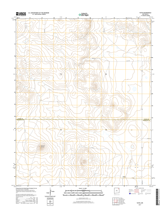 Yates New Mexico - 24k Topo Map