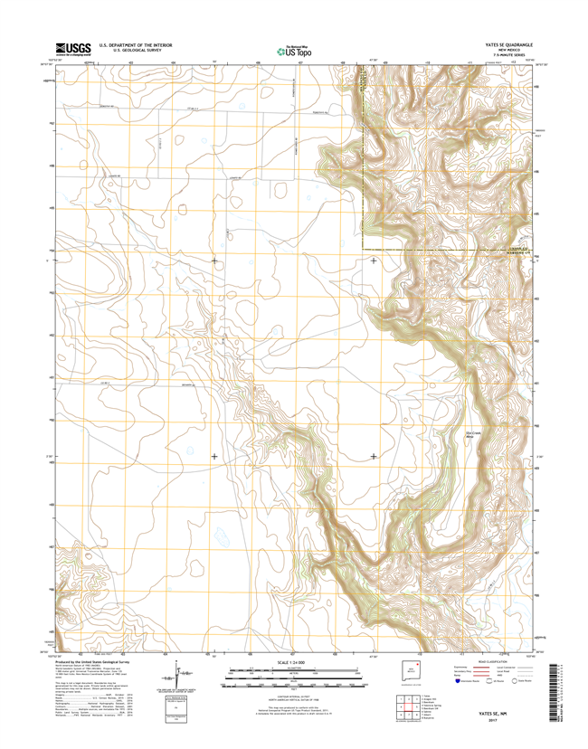 Yates SE New Mexico - 24k Topo Map