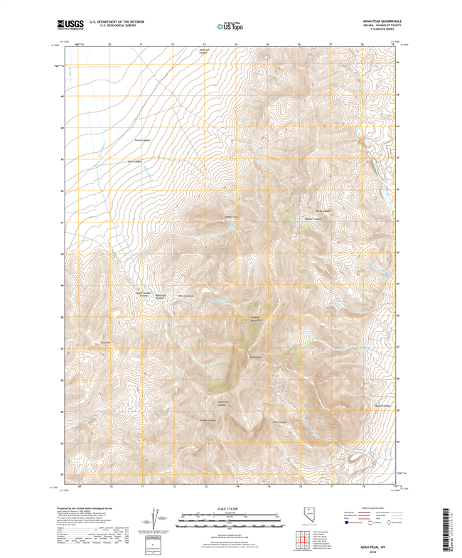 Adam Peak Nevada - 24k Topo Map