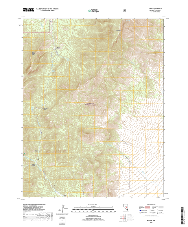 Adaven Nevada - 24k Topo Map