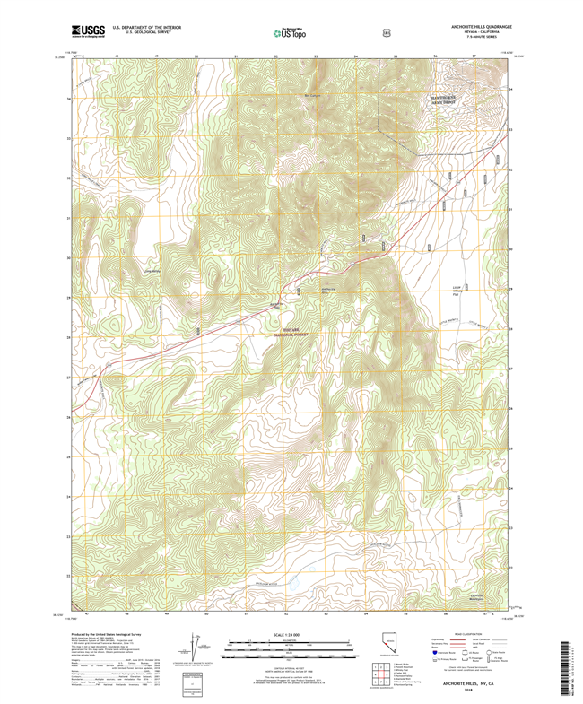 Anchorite Hills Nevada - California - 24k Topo Map