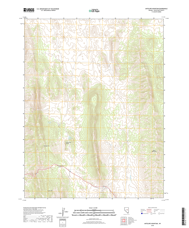 Antelope Mountain Nevada - 24k Topo Map