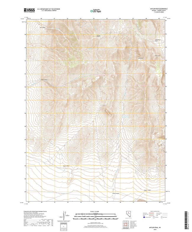 Antler Peak Nevada - 24k Topo Map