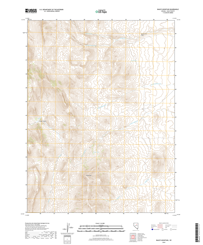 Bailey Mountain Nevada - 24k Topo Map