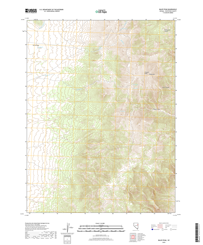 Baldy Peak Nevada - 24k Topo Map