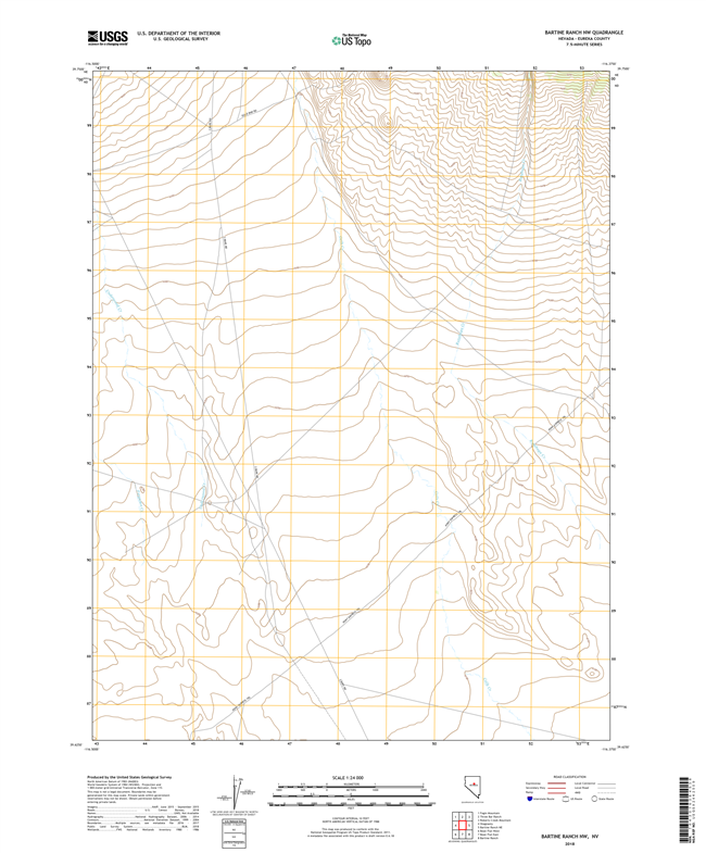 Bartine Ranch NW Nevada - 24k Topo Map