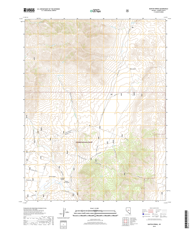 Barton Spring Nevada - 24k Topo Map