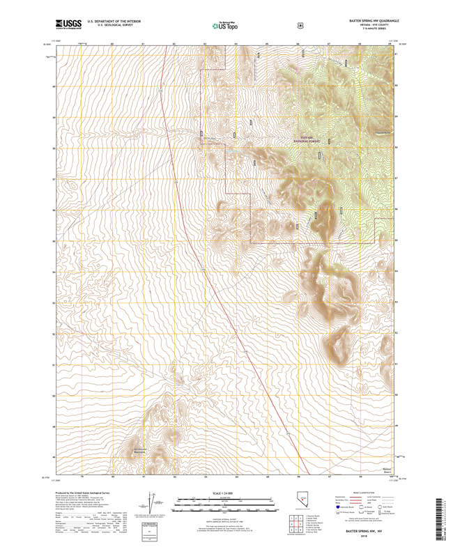 Baxter Spring NW Nevada - 24k Topo Map