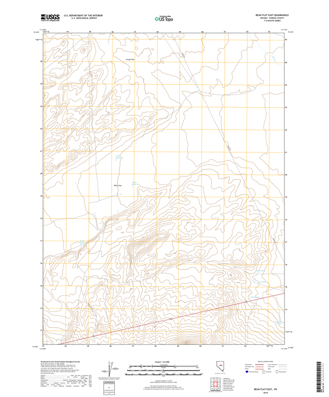 Bean Flat East Nevada - 24k Topo Map