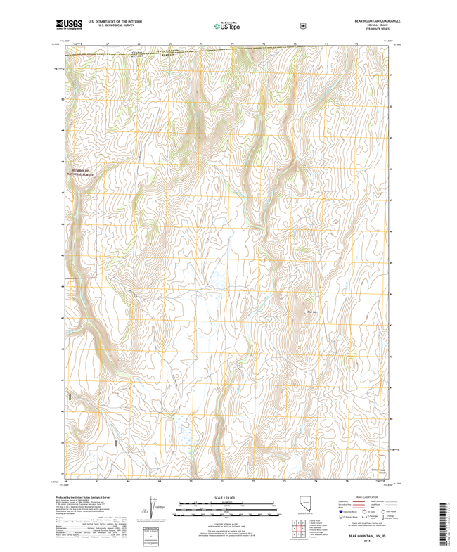 Bear Mountain Nevada - Idaho  - 24k Topo Map
