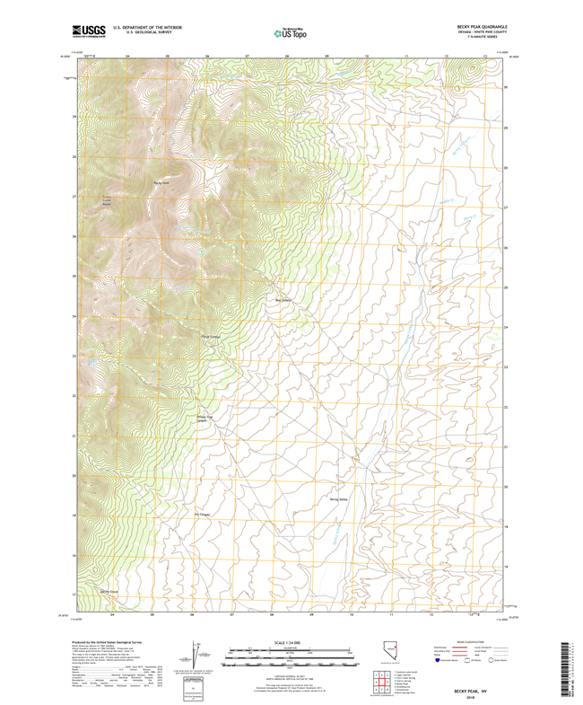 Becky Peak Nevada - 24k Topo Map