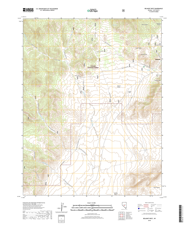 Belmont West Nevada - 24k Topo Map