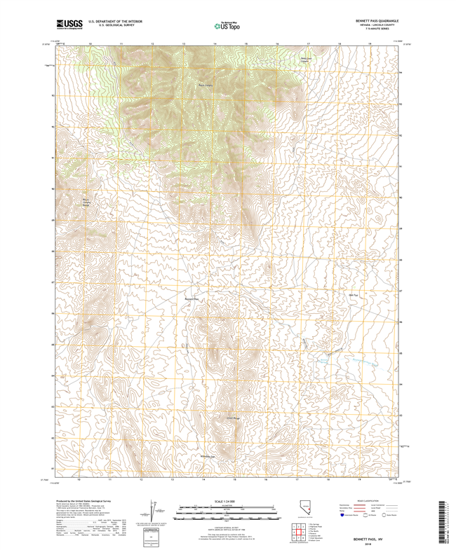 Bennett Pass Nevada - 24k Topo Map