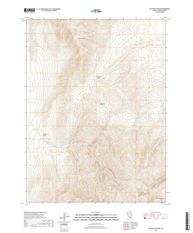Welches Canyon Nevada - 24k Topo Map