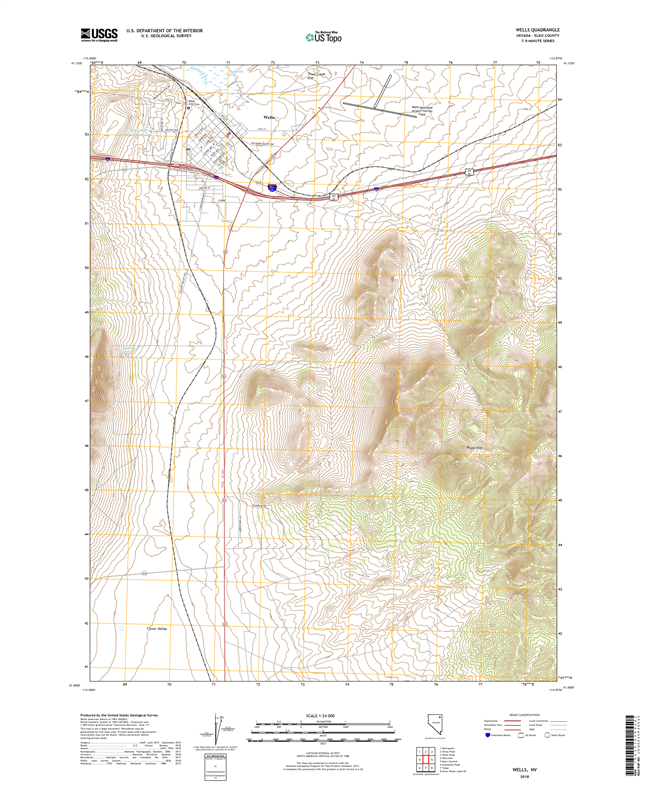Wells Nevada - 24k Topo Map